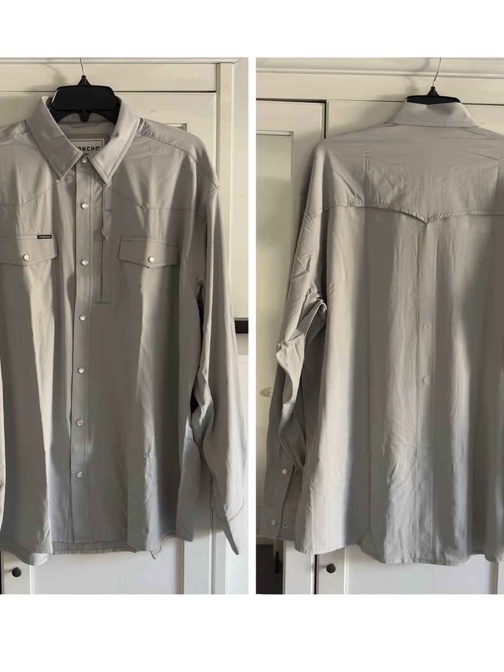 Poncho The San Saba Long Sleeve Shirt in Grey Men's Size Large Regular Fit